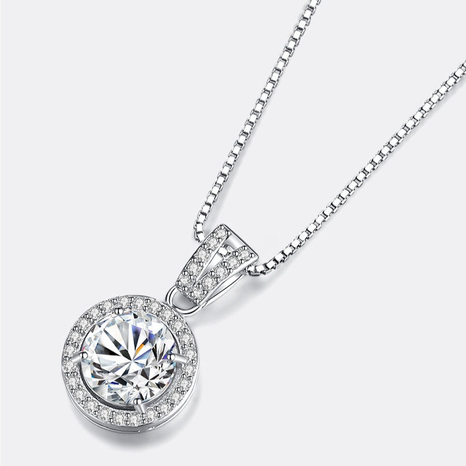 925 Silver 1Ct Moissanite Eternal Brilliance Pendant Necklace 