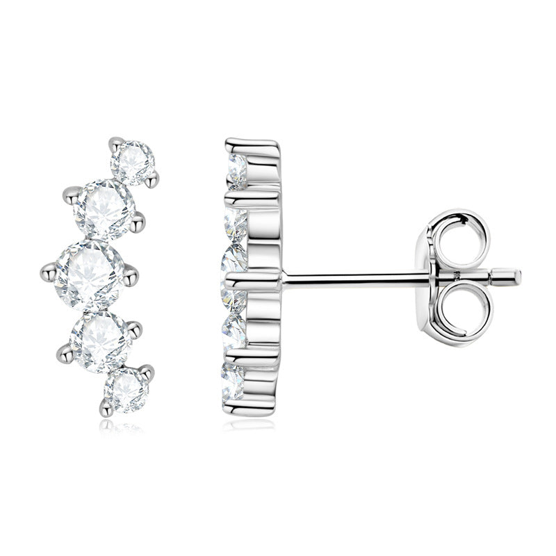 925 Silver 0.74CT 5-Stone Moissanite Stud Earrings