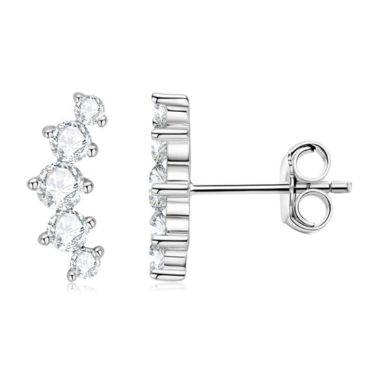 925 Silver 0.74CT 5-Stone Moissanite Stud Earrings