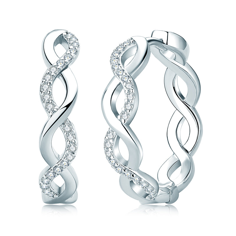 925 Silver Sparking Moissanite Twisted Hoop Earrings