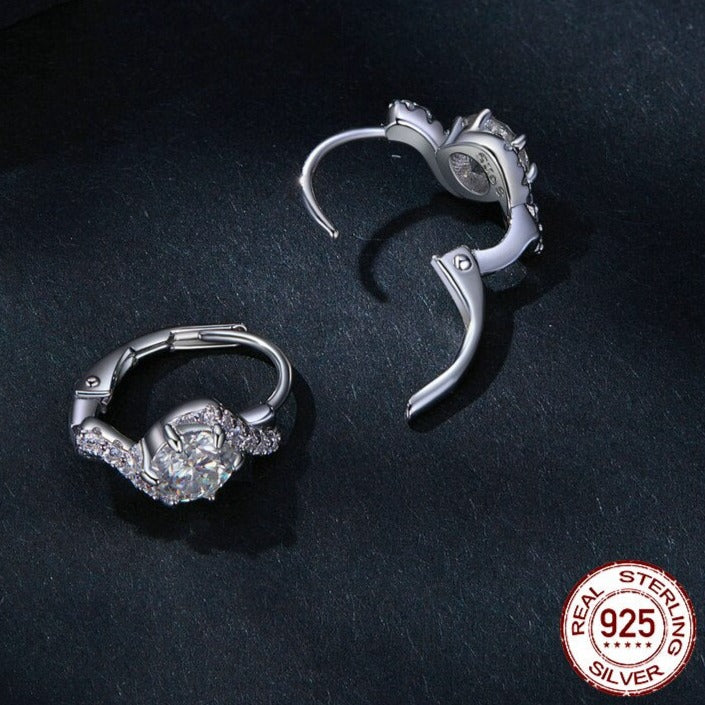 925 Silver 0.5ct Moissanite Twisted Wave Hoop Earrings - Elegant Ear Buckles