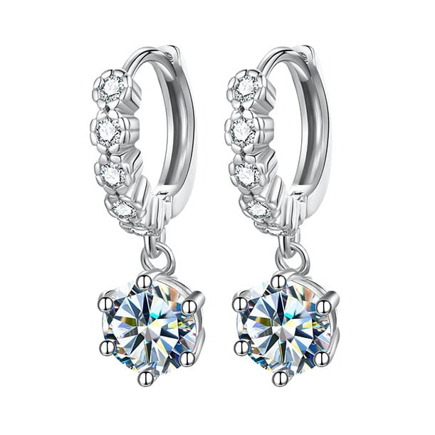 925 Silver White Gold Plated 1-2CT Moissanite Earrings