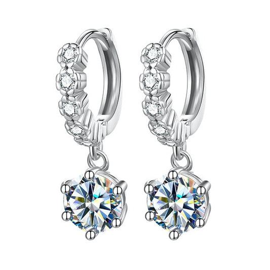 925 Silver White Gold Plated 1-2CT Moissanite Earrings