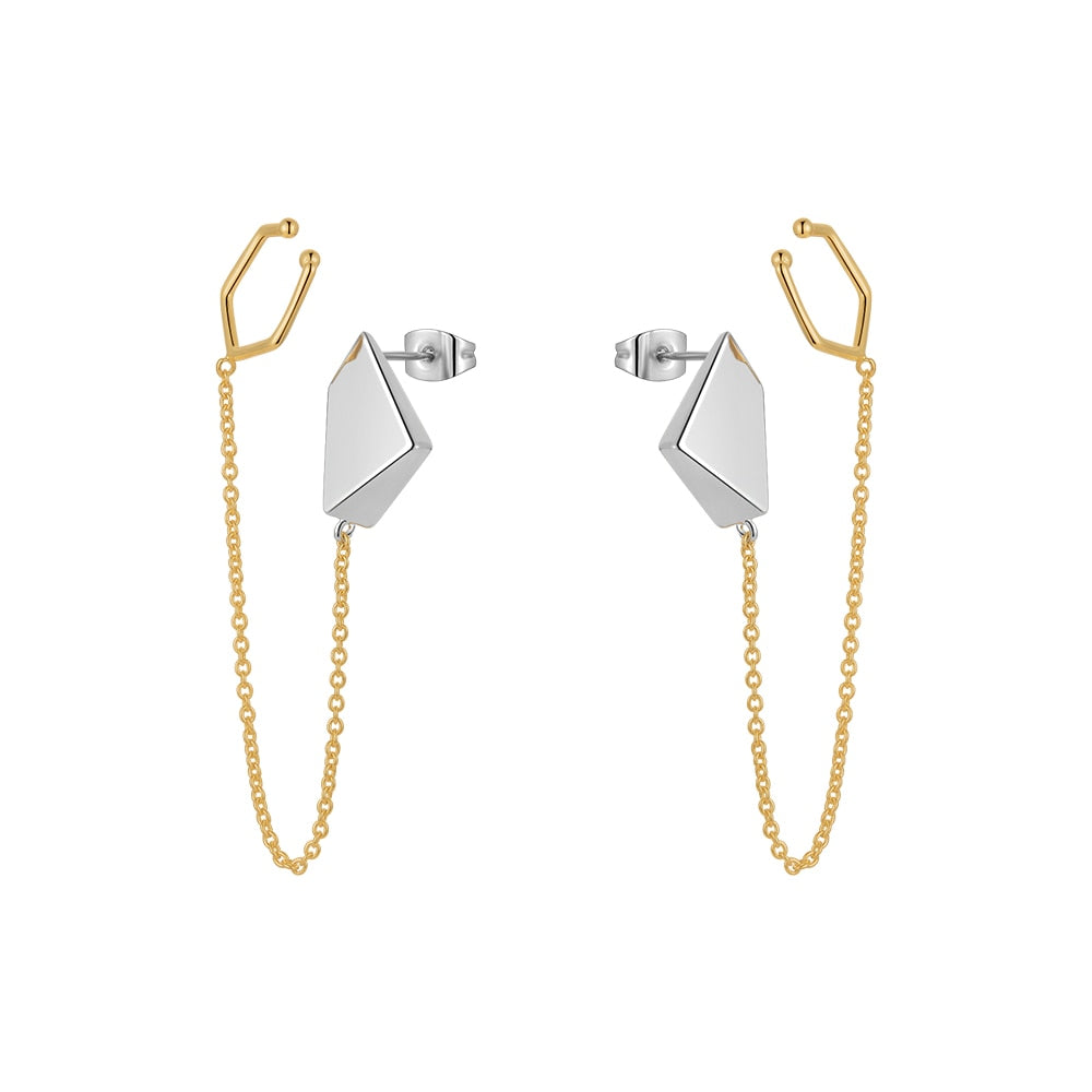 18K Gold-Plated Environmental Brass 3D Meteorite Drop Earrings