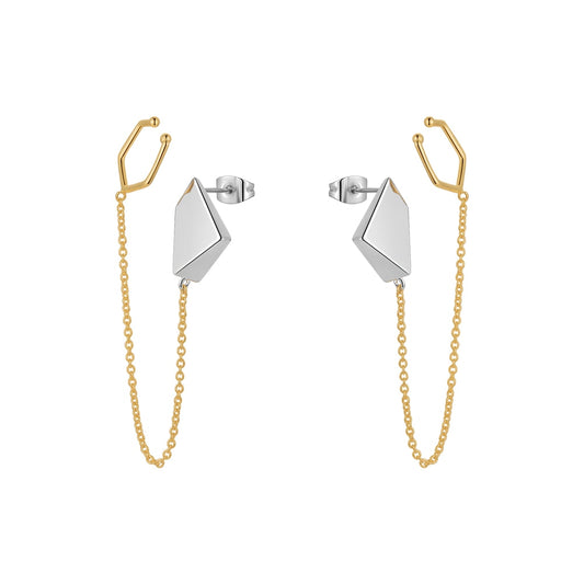 18K Gold-Plated Environmental Brass 3D Meteorite Drop Earrings