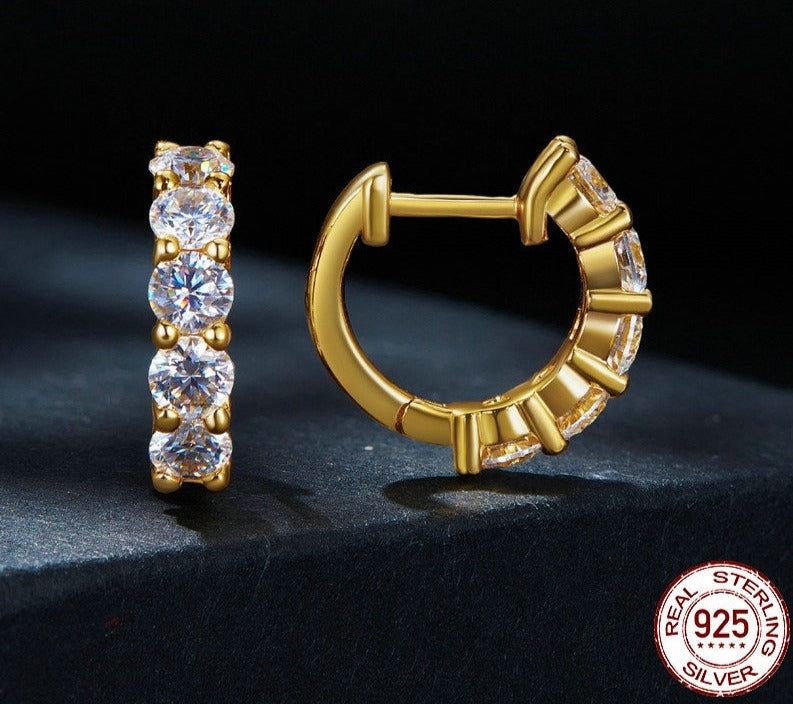 14K Gold-Plated 925 Silver 2.0cttw Moissanite Hoop Earrings