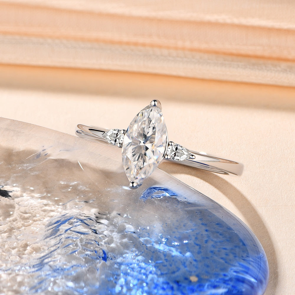 925 Silver Marquise 1CT Moissanite Ring