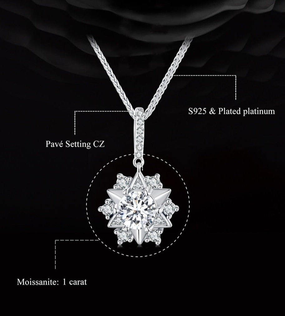 925 Silver 1Ct Moissanite Star Pendant Necklace