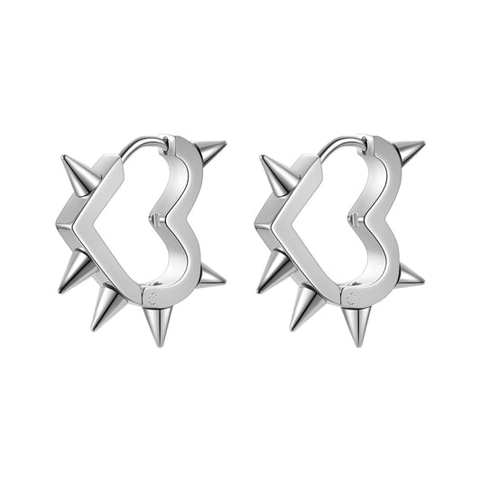 18K Gold-Plated Stainless Steel Spike Heart Neo-Gothic Earrings