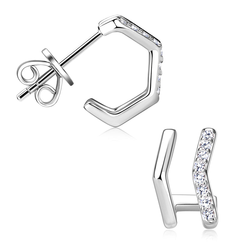 925 Silver Moissanite Geometric Huggie Stud Earrings