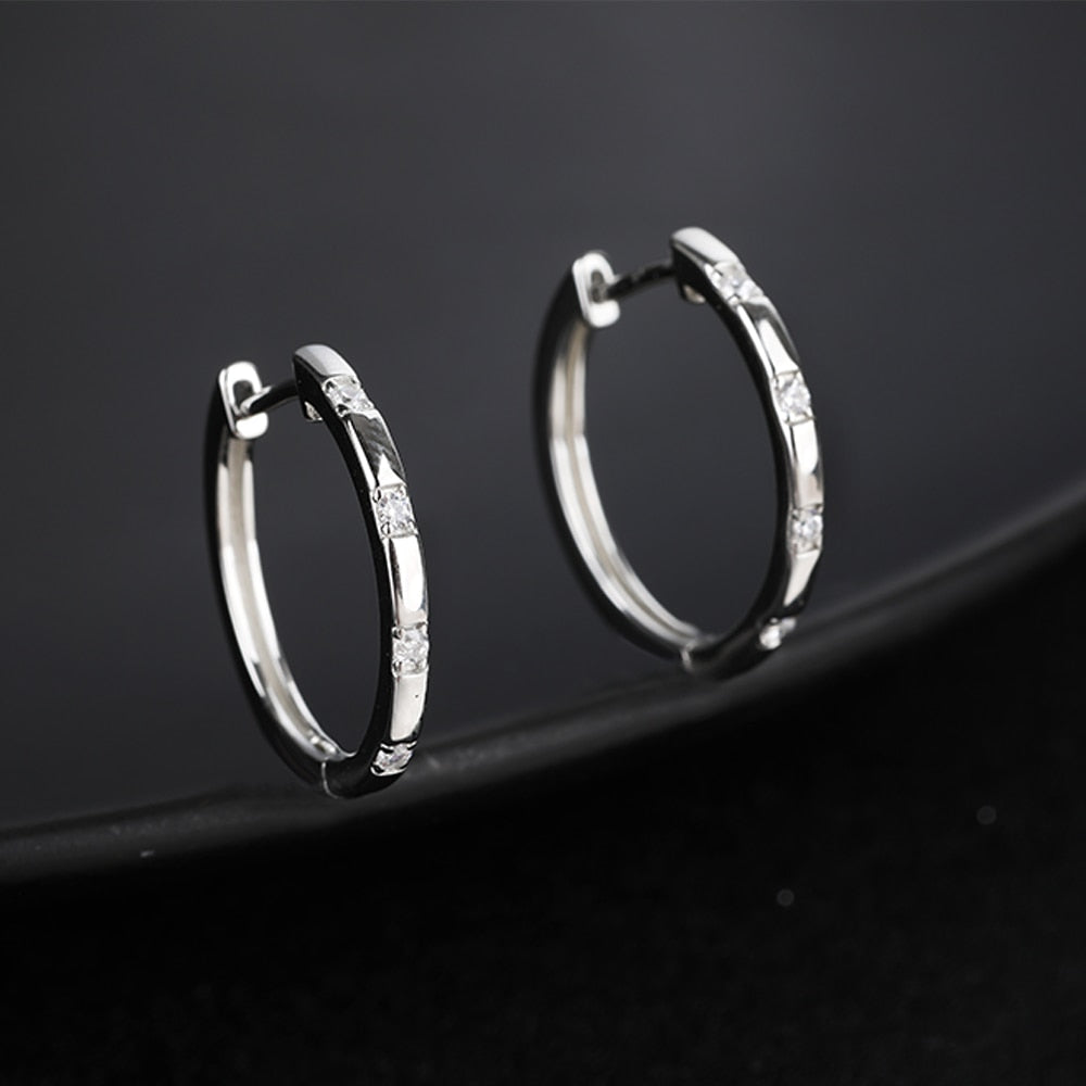 925 Silver 1.5MM Moissanite Hoop Earrings