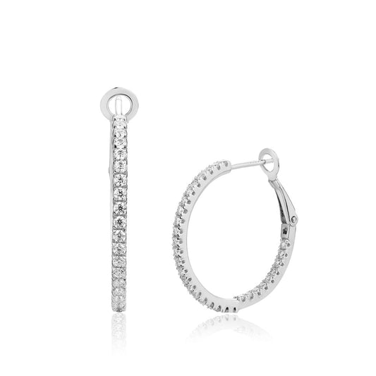 925 Silver Radiant 1.5mm Moissanite Hoop Earrings