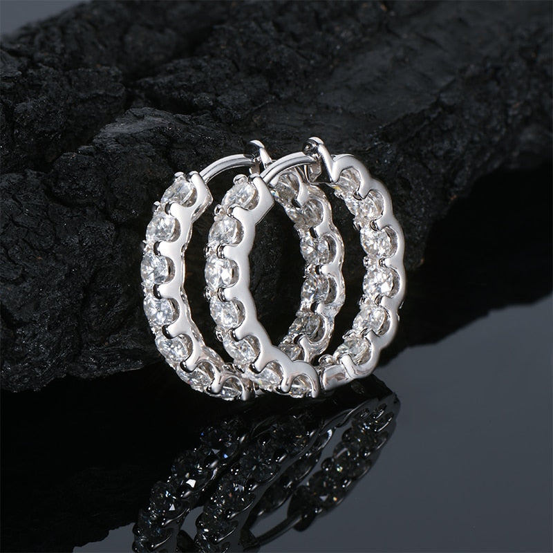 925 Silver 3mm Round Moissanite Hoop Earrings