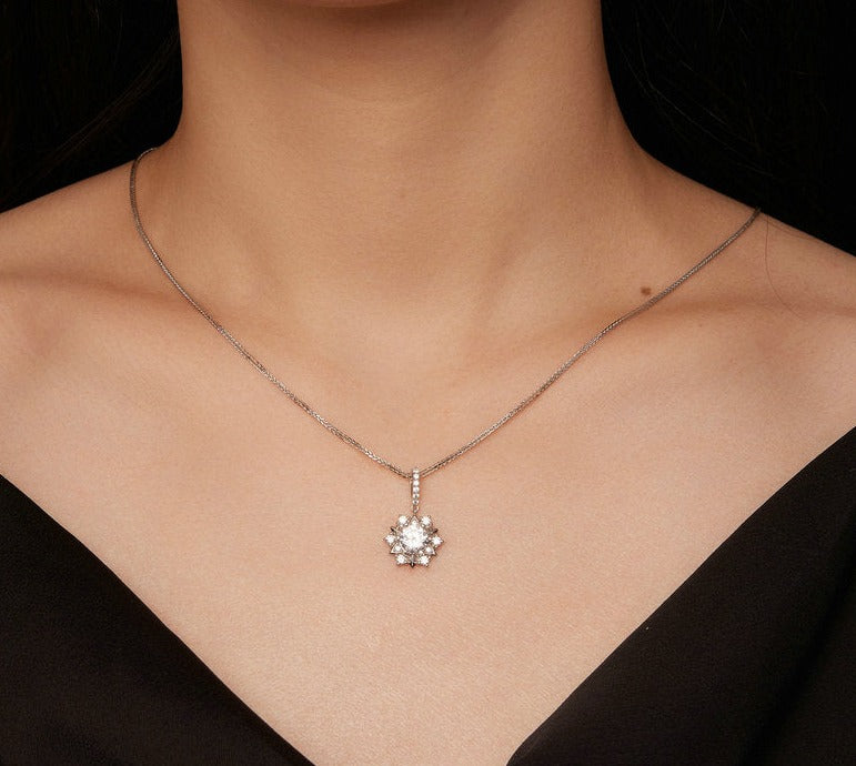 925 Silver 1Ct Moissanite Star Pendant Necklace