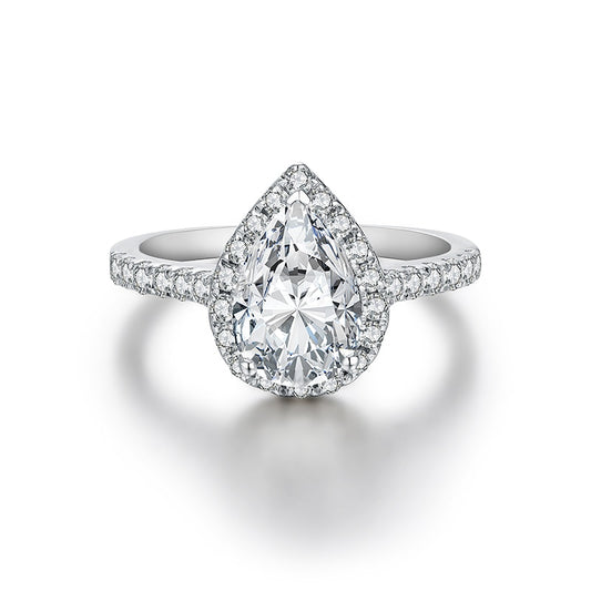 925 Silver Pear Cut 2.0CT Moissanite Ring