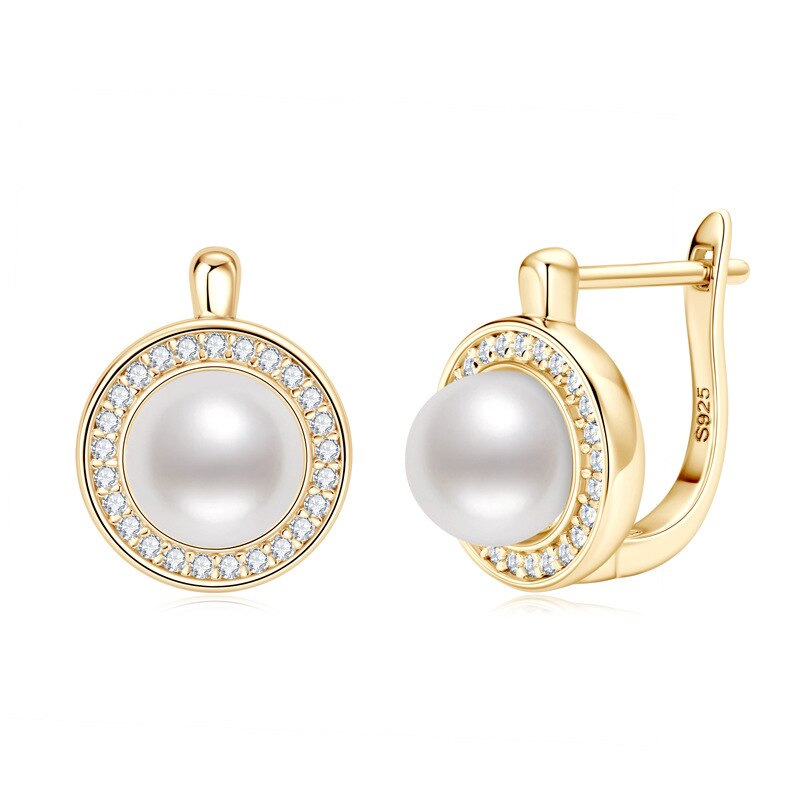 925 Silver 7mm Pearl and Moissanite Retro Earrings