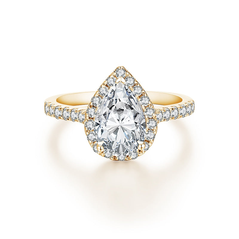 925 Silver Pear Cut 2.0CT Moissanite Ring