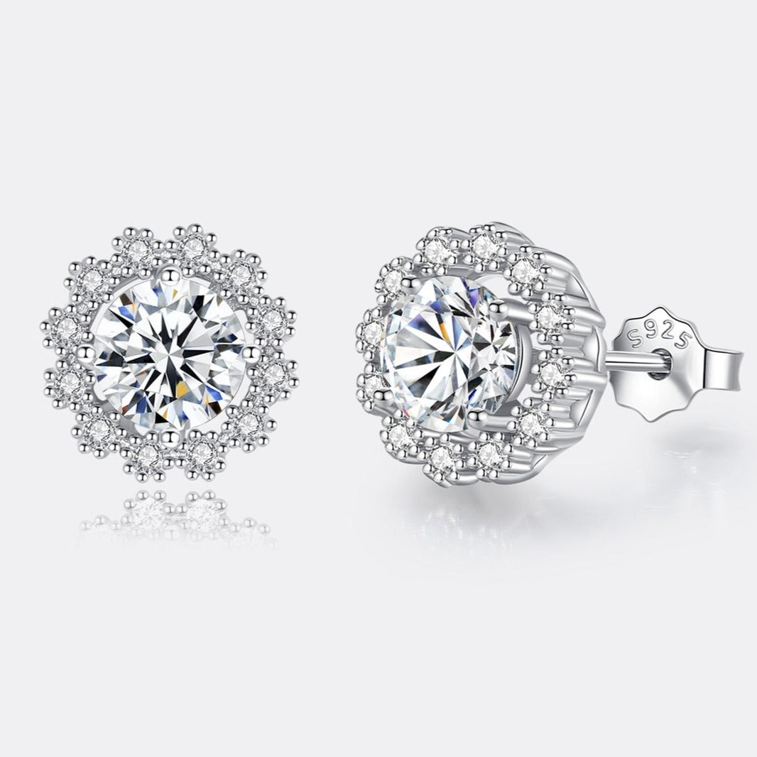 925 Silver 1Cttw Moissanite Flower Earrings