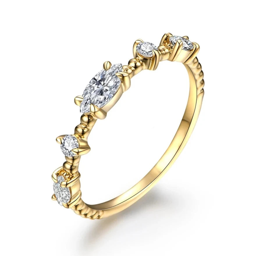 Gold-Plated 925 Silver Moissanite D VVS1 Engagement Ring