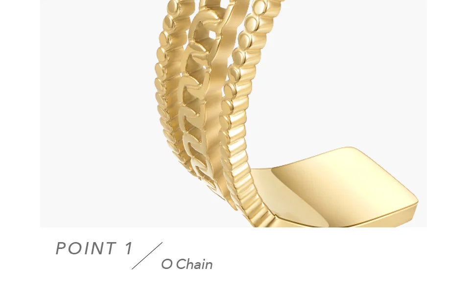 18K Gold-Plated Stainless Steel O-chain Open Bangle Bracelet