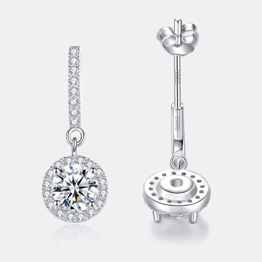 925 Silver 1Cttw Moissanite Drop Earrings