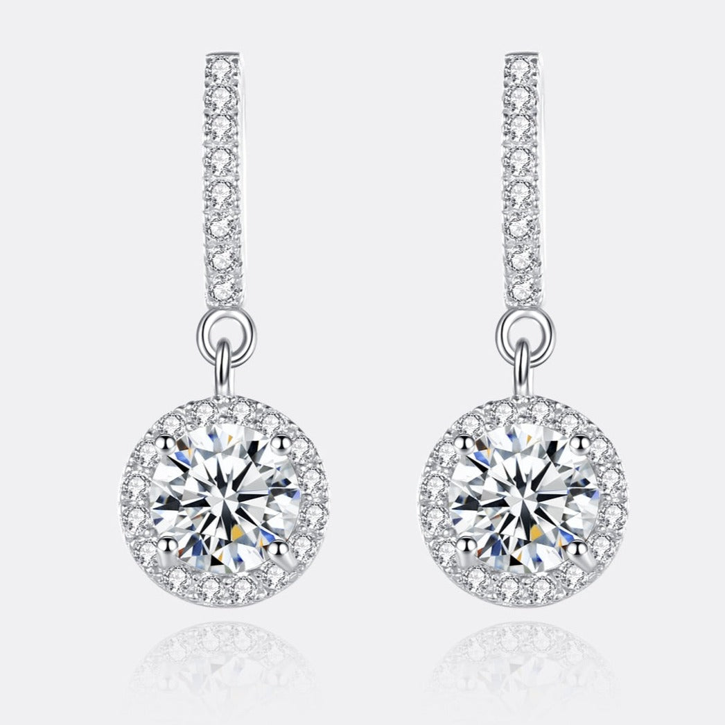 925 Silver 1Cttw Moissanite Drop Earrings