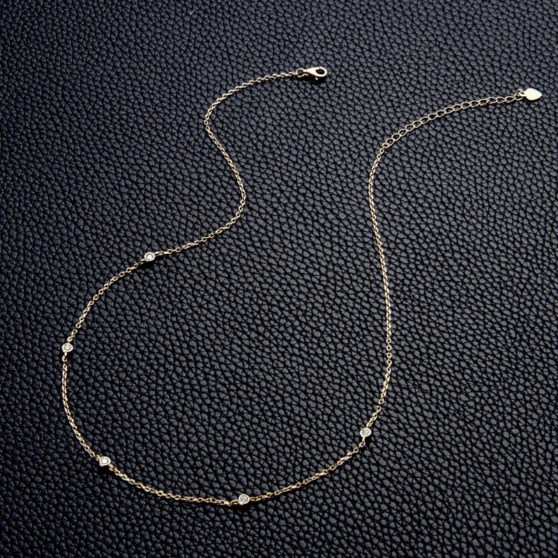 925 Silver 14K Gold Plated Moissanite Choker Necklace