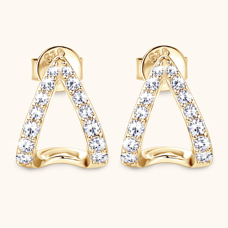 14K Gold-Plated 925 Silver Round Cut Moissanite Stud Earrings