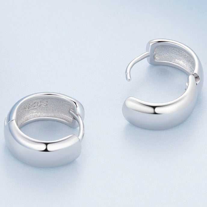 925 Silver Classic Huggie Punk Hoop Earrings