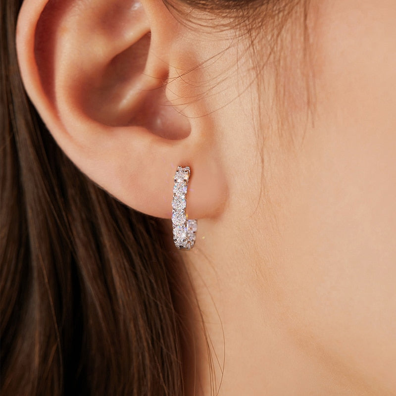 925 Silver 2.6ct Moissanite Huggie Hoop Earrings