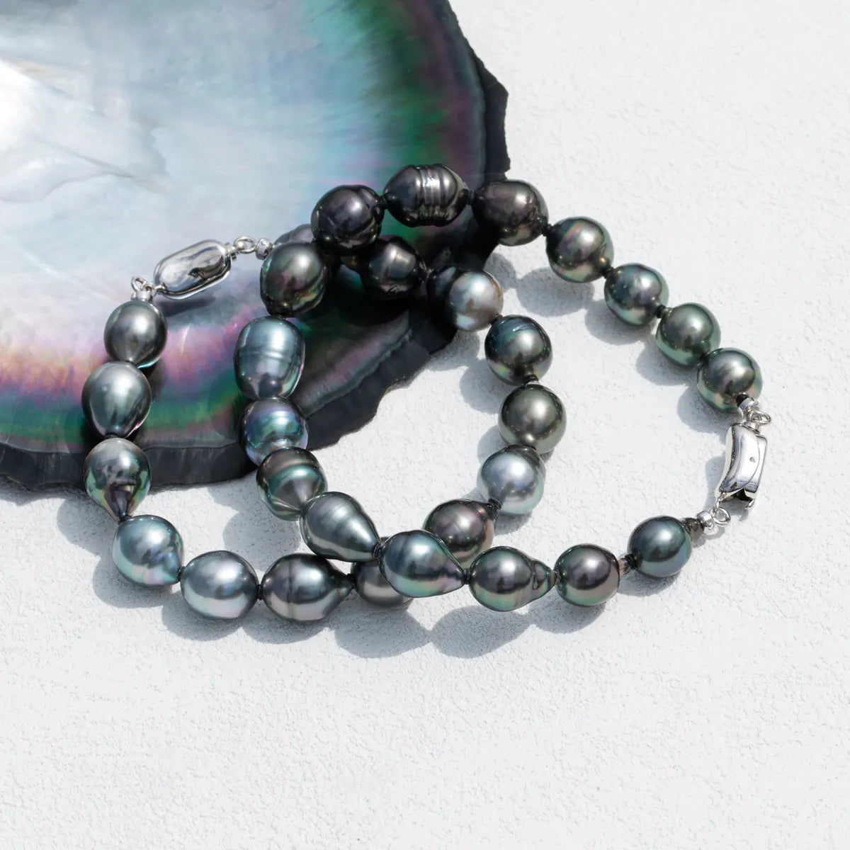 925 Silver 8-10mm Natural Baroque Black Tahitian Pearl Bracelet