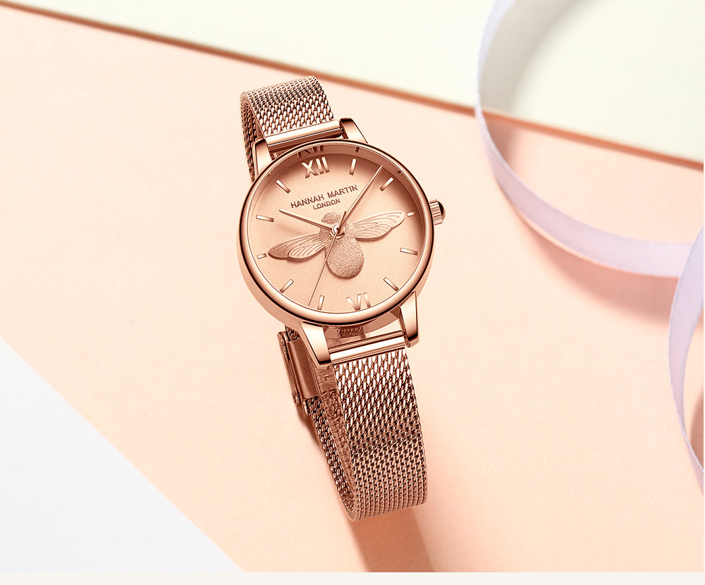 3D Engraved Bee Dial Women Dress Watch