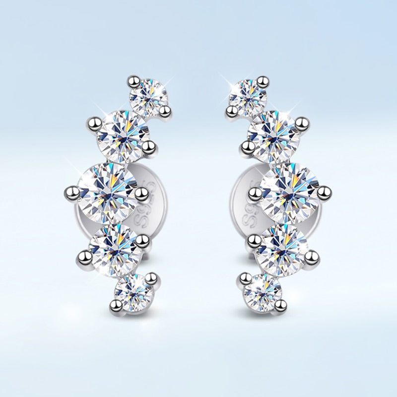 925 Silver 0.74CT 5-Stone Moissanite Stud Earrings