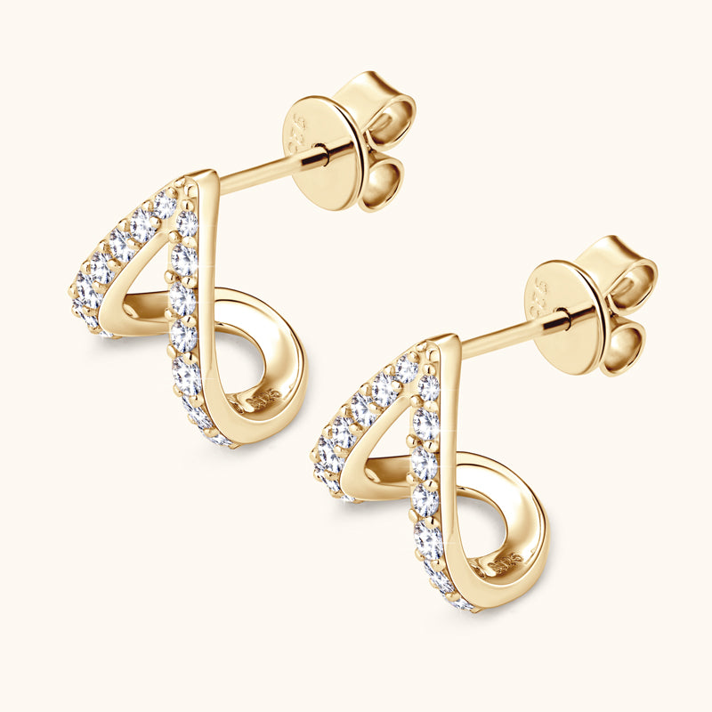 14K Gold-Plated 925 Silver Round Cut Moissanite Stud Earrings