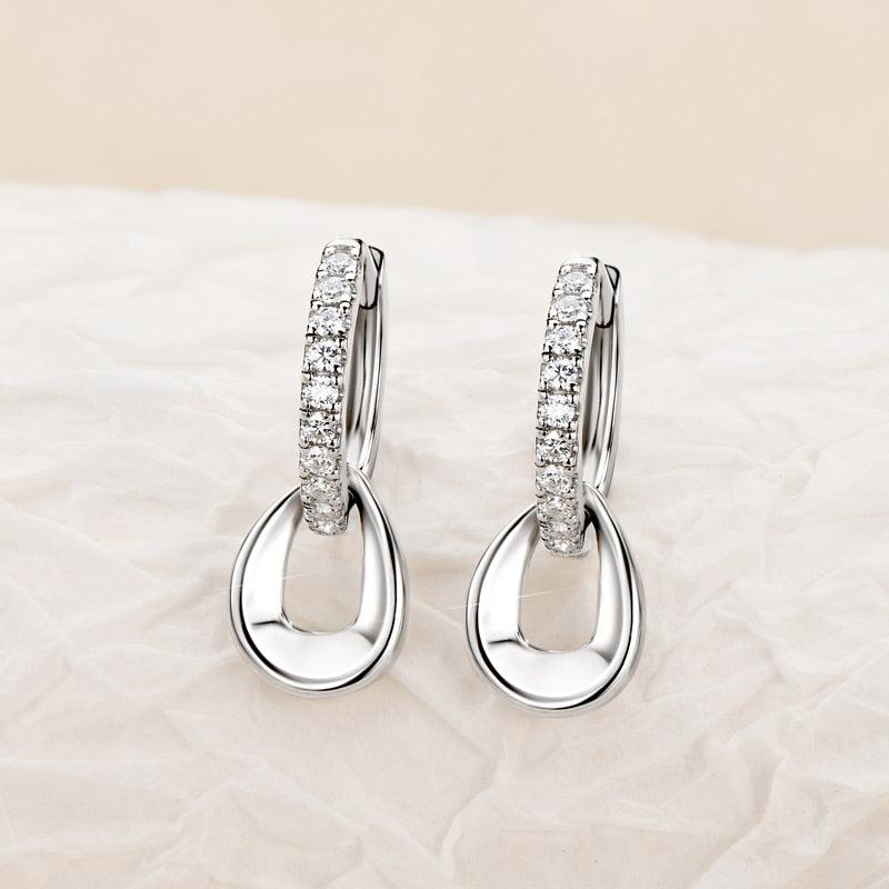 925 Silver 1.3mm Moissanite Hoop Earrings