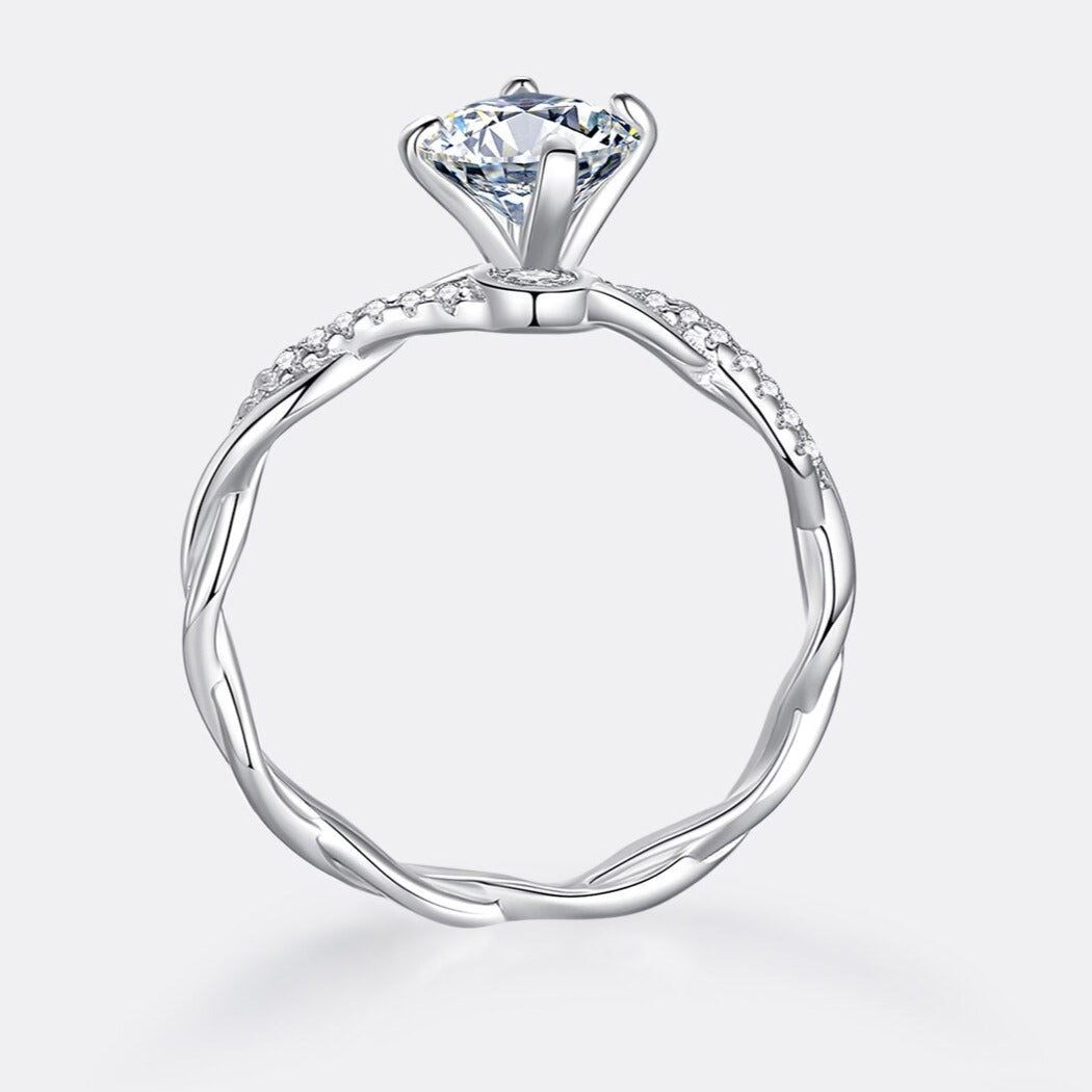 925 Silver 1Ct Moissanite Twisted Ring