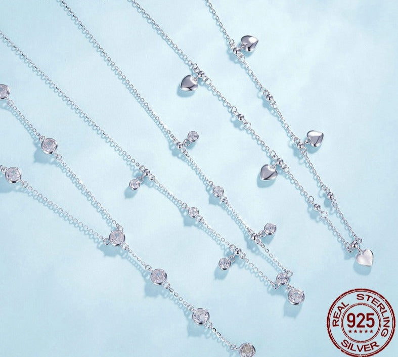 925 Silver Stackable Sparkling Clavicle Necklace