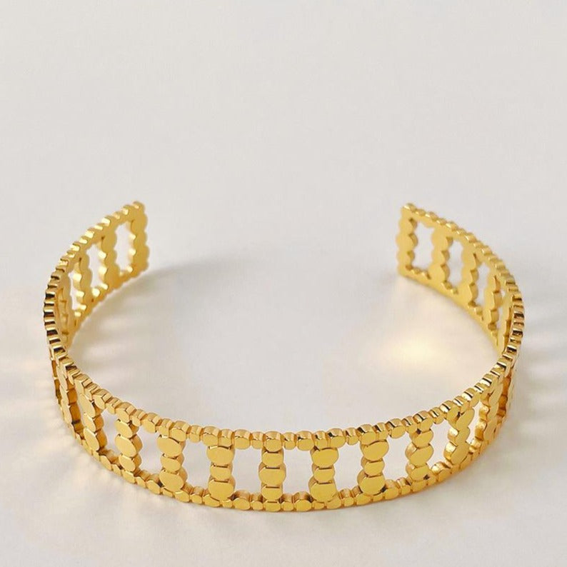 18K Gold-Plated Stainless Steel Solid Round Dot Bracelet