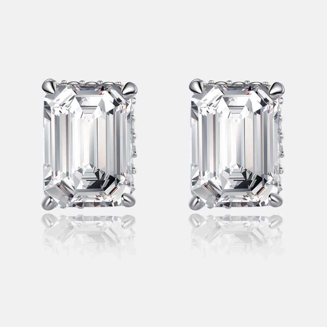 925 Silver Emerald Cut 2Ct Moissanite Earrings