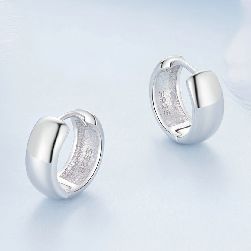 925 Silver Classic Huggie Punk Hoop Earrings