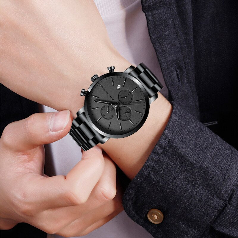 Stainless Steel Multifunctional Business Watch for Men