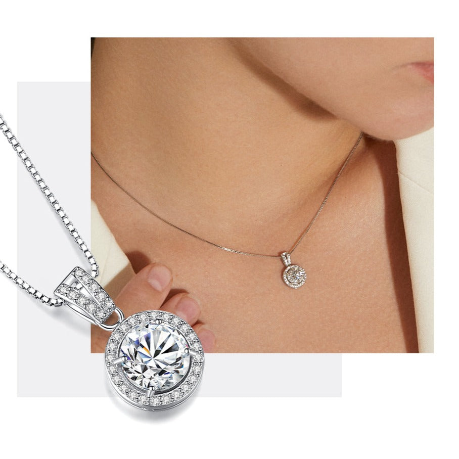 925 Silver 1Ct Moissanite Eternal Brilliance Pendant Necklace