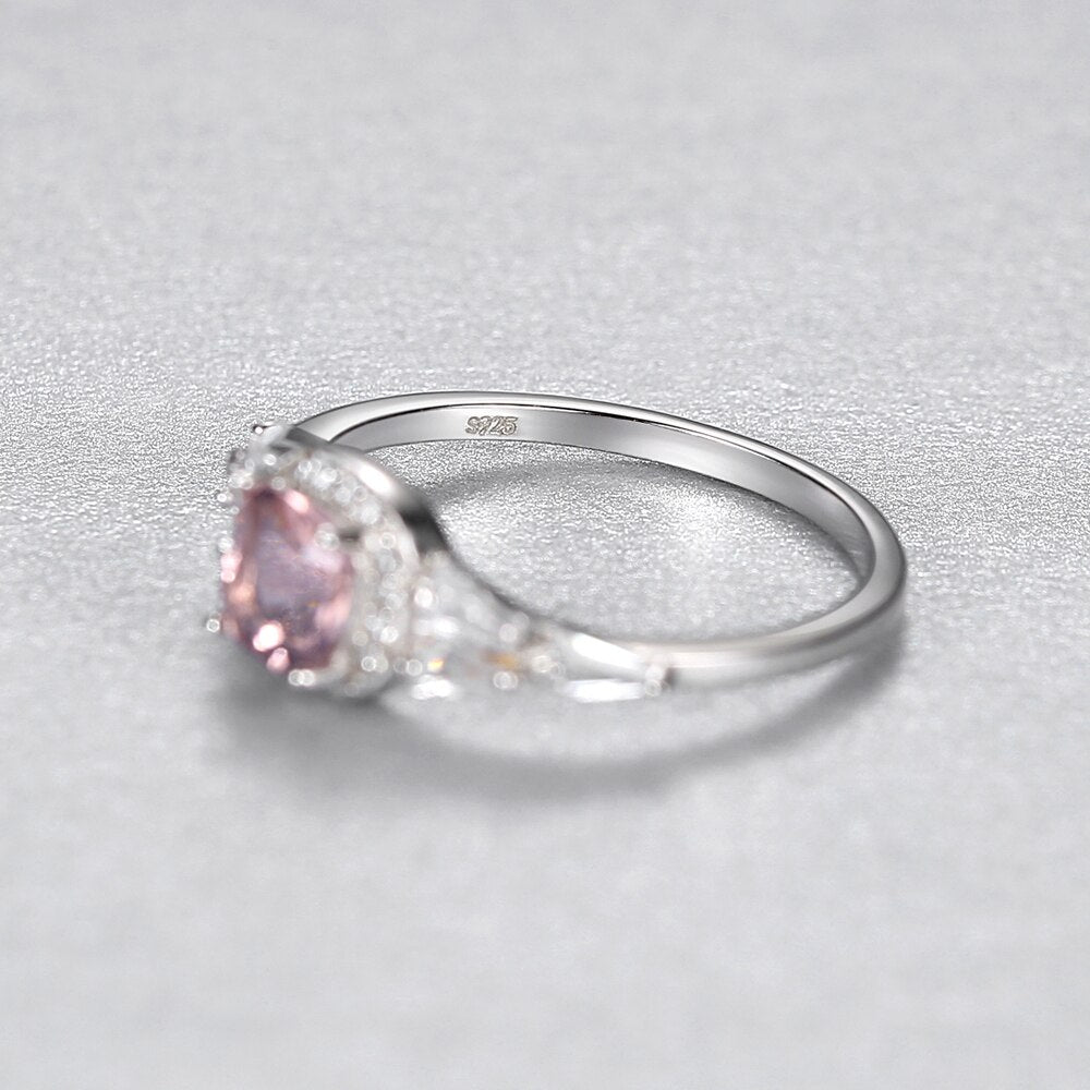 925 Silver Pink Sapphire Palladium Gold Plated Ring