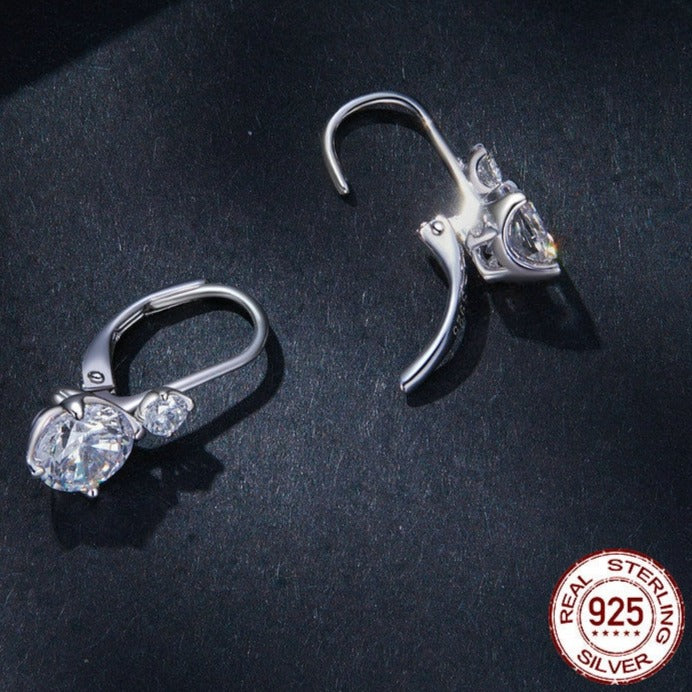 925 Silver 2cttw Double Moissanite Hoop Earrings - Ear Buckles