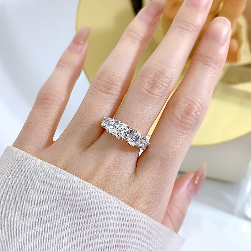 925 Silver 5-Stones Moissanite Anniversary Ring