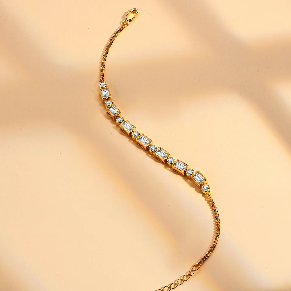 Gold-Plated 925 Silver Moissanite D VVS1 Bracelet