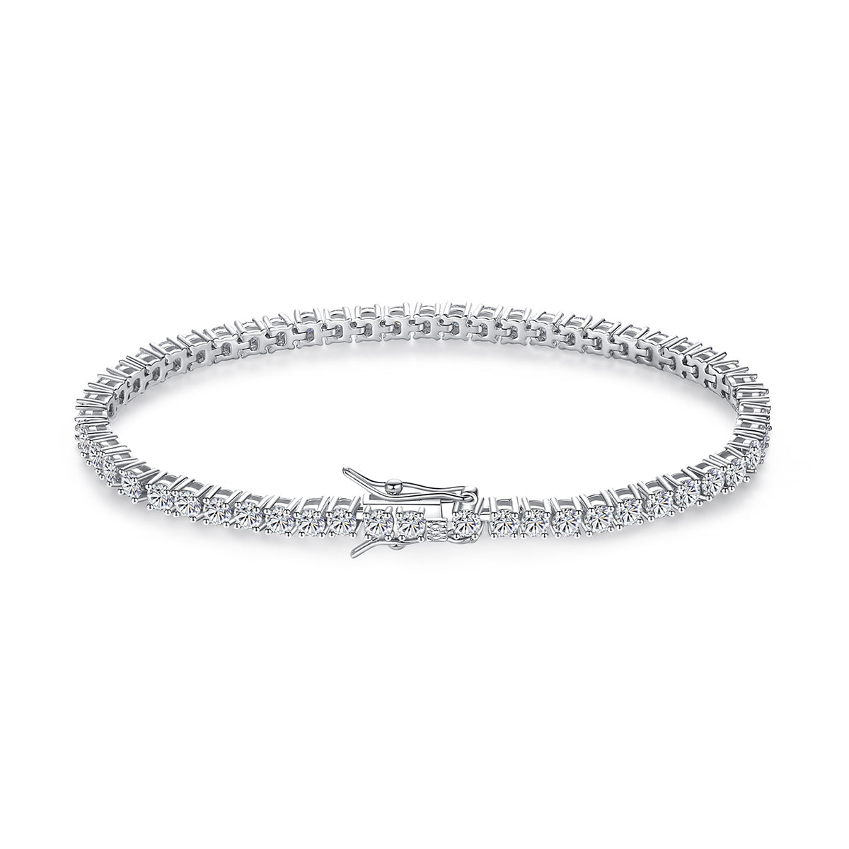 925 Silver Round 3mm Moissanite Tennis Bracelet