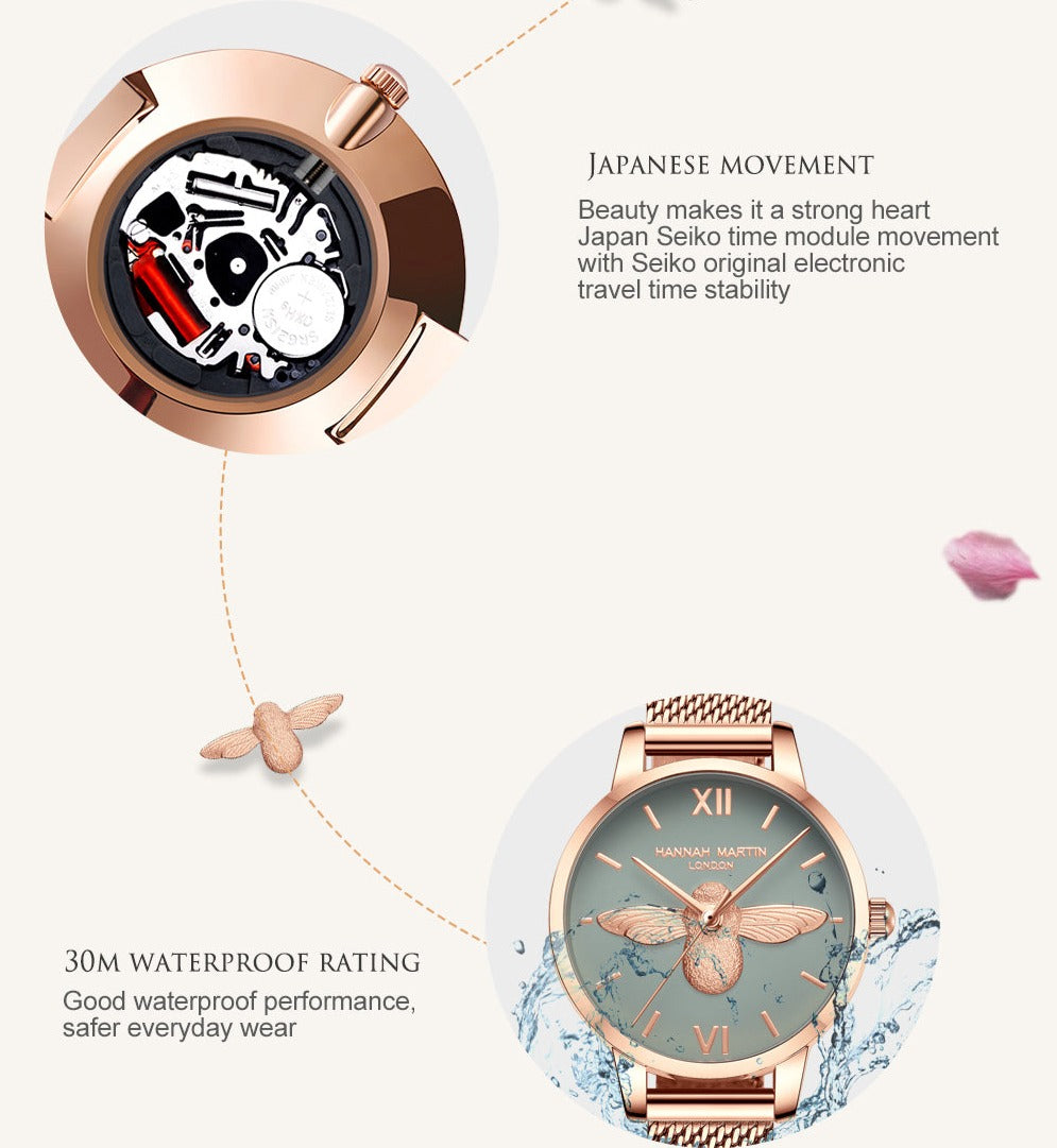 3D Engraved Bee Dial Women Dress Watch