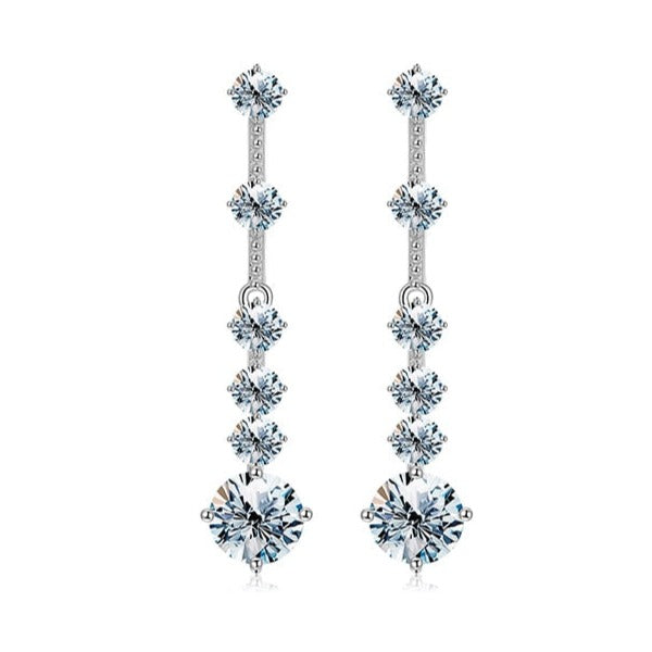 925 Silver 1CT Moissanite Long Tassel Drop Earrings