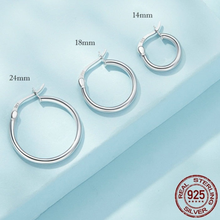 Classic 925 Silver Bold Hoop Earrings